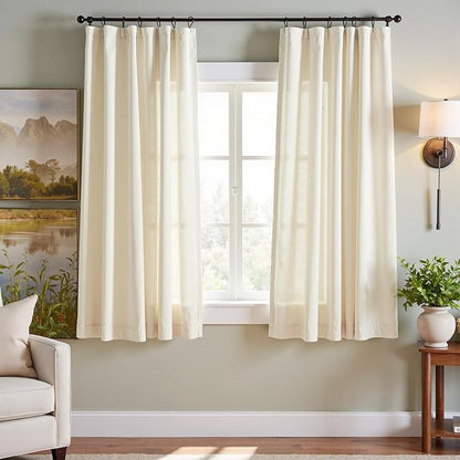 jinchan Linen Blend Curtains 63 inch Length 2 Panels by JINCHAN