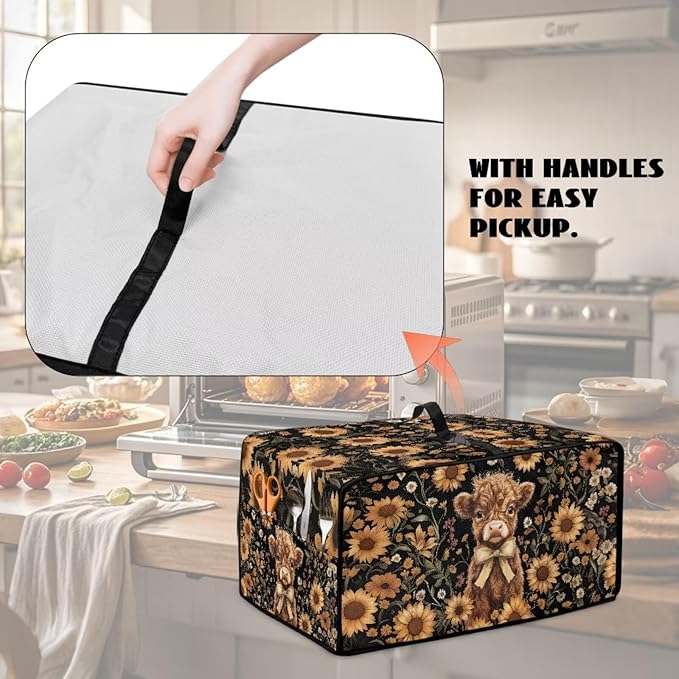 Cute Highland Cattle Print Toaster Oven Cover Heavy Duty Microwave Oven Dust - Image 5