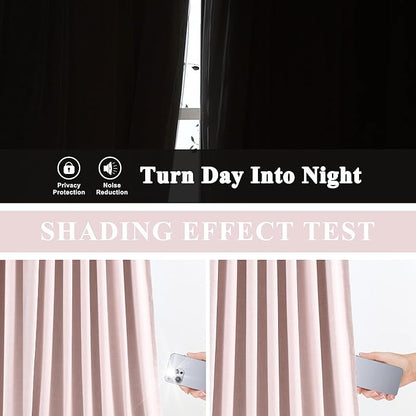 Vision Home Soft Pink Pinch Pleated Full Blackout Curtains Linen Blended Room - Image 4