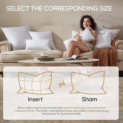 Feather Throw Pillow Inserts Set of 2, Soft Fluffy Rectangle 12 x 20 Inches - Image 3