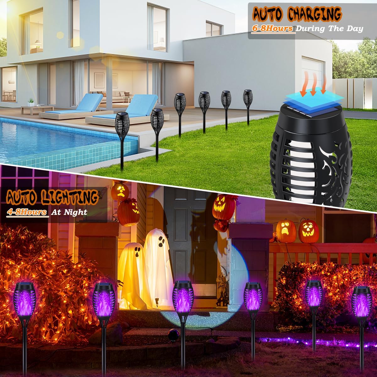 10Pack Purple Solar Halloween Lights for Halloween Decorations Outdoor