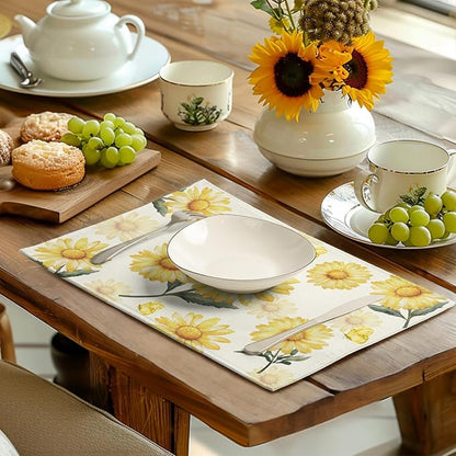 Sunflower Placemats Set of 4 Summer Yellow Floral Table Mat 12x18 Inch - Image 6