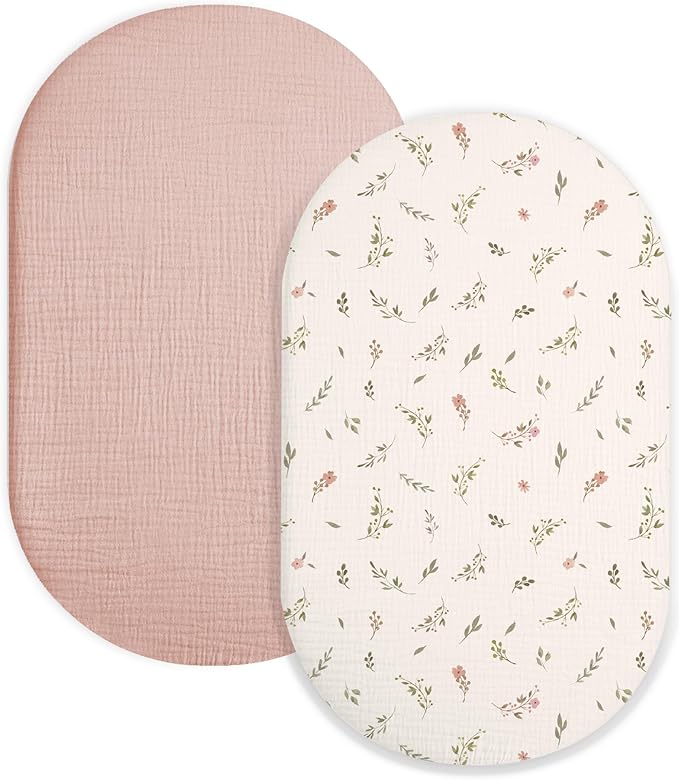 Bassinet Sheet for Baby Boy Girl 2 Pack, Fitted Sheets for Rectangle, Hourglass by Meowcards