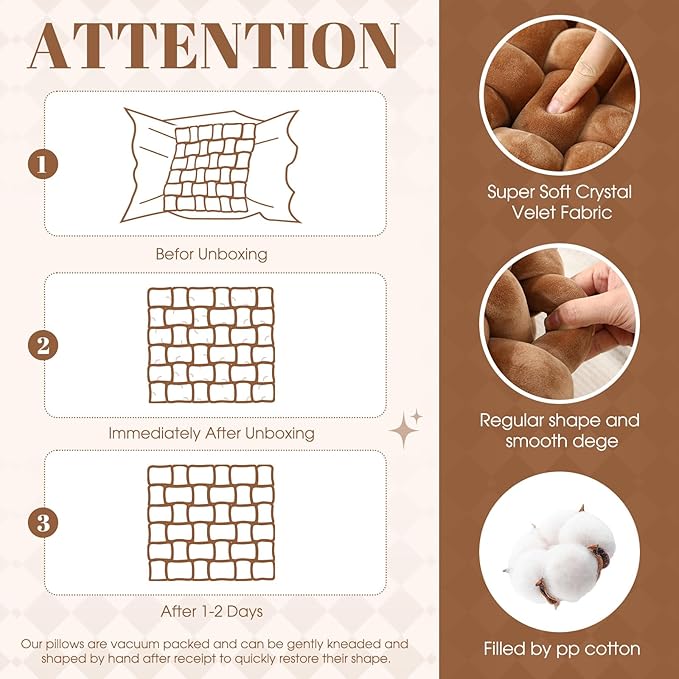 Wenqik 2 Pcs Knot Pillows Square Knotted Plush Throws Soft Accent Pillows - Image 3