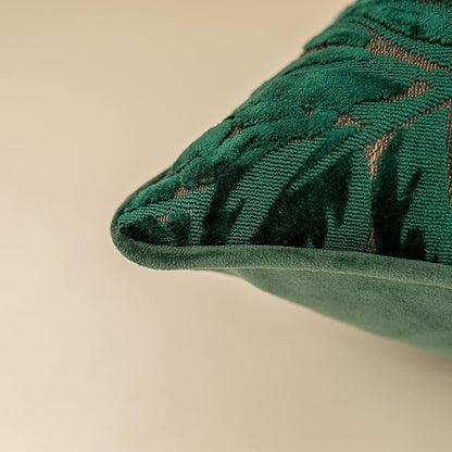 Alerfa 20 x 20 Inch Green Teal Square Maple Leaf Pillow Embroidery Cut Velvet - Image 7