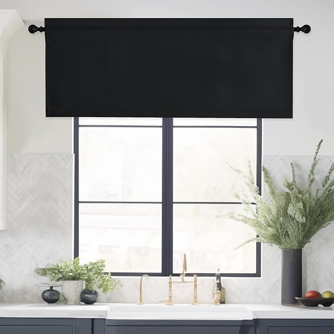 NICETOWN Black Valance Blackout Rod Pocket Window Curtains - Image 8