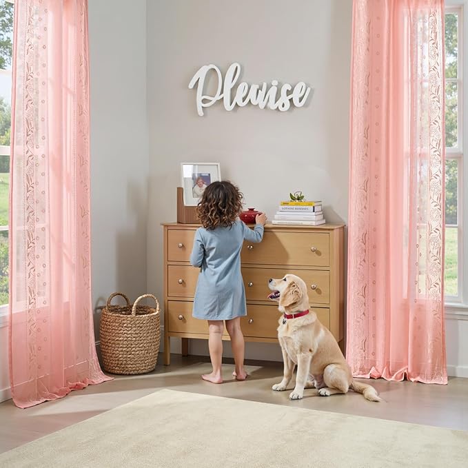 jinchan Winslow Pink Sheer Curtains 84 Inch - Image 5