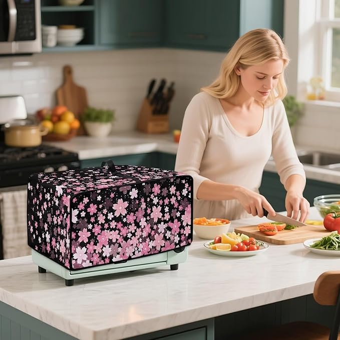 Waterproof Toaster Oven Cover Cherry Blossom Print Dust-Proof Microwave Oven - Image 4