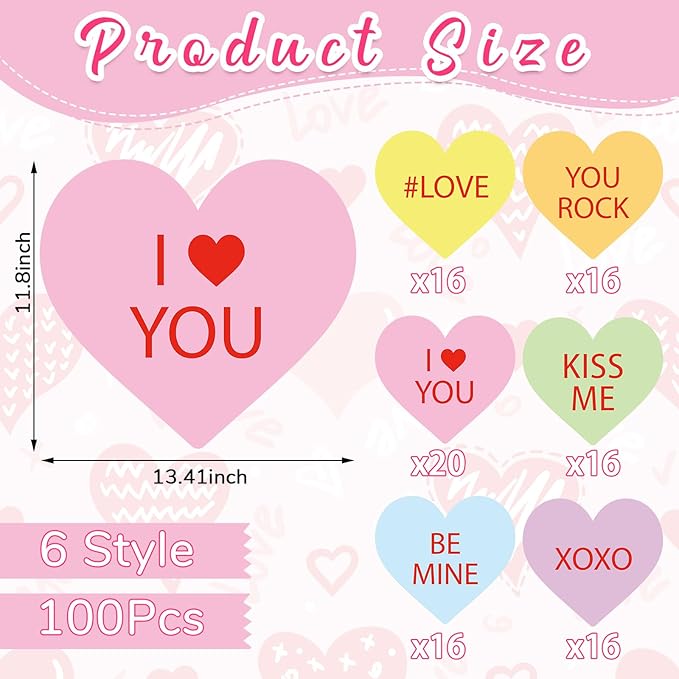 Harloon 100 Pcs Valentine's Day Paper Placemat Bulk 13.4”x 11.8” Disposable - Image 2