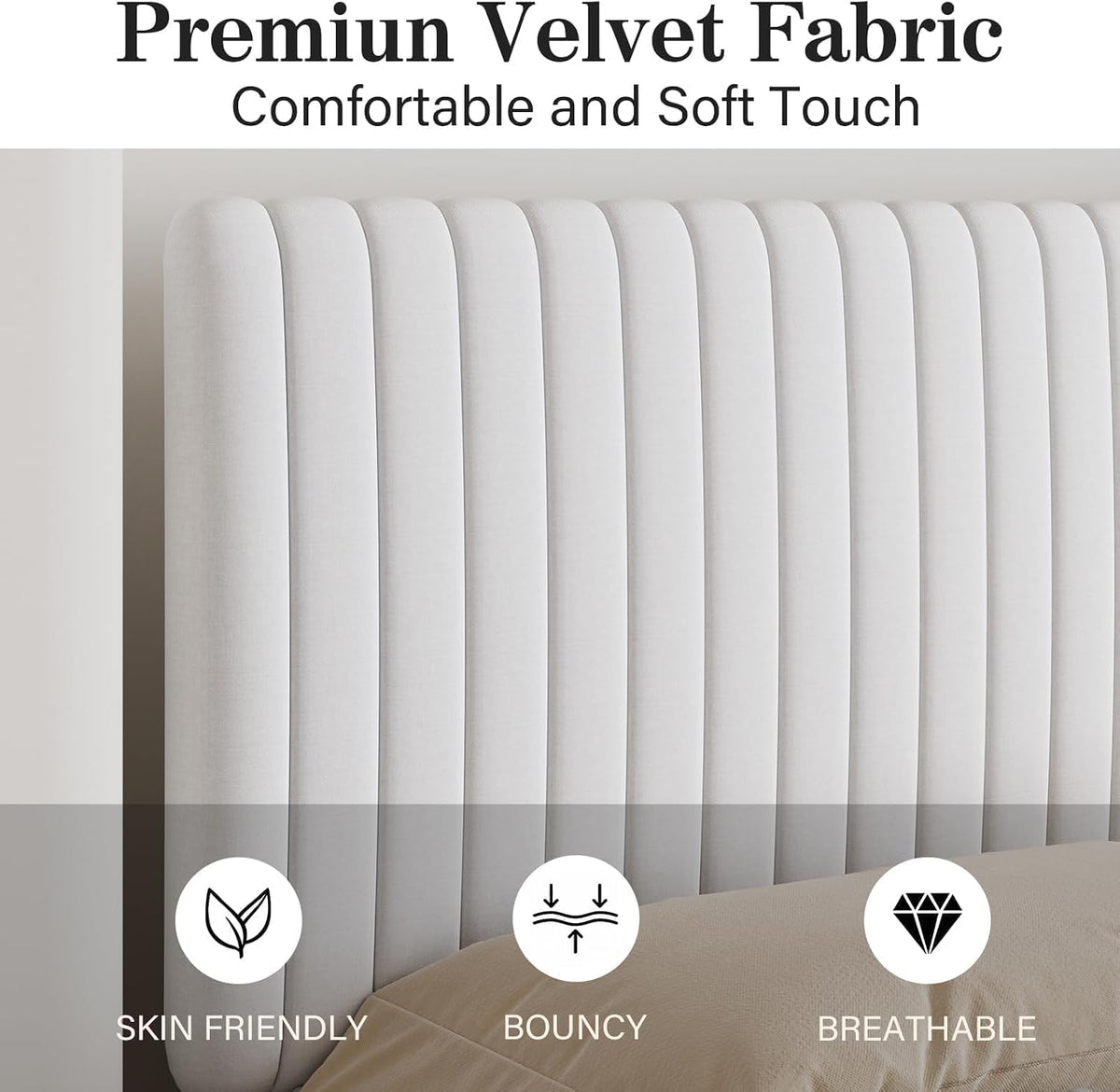 barnfurin queen upholstered bed frame with adjustable headboard, close-up detail