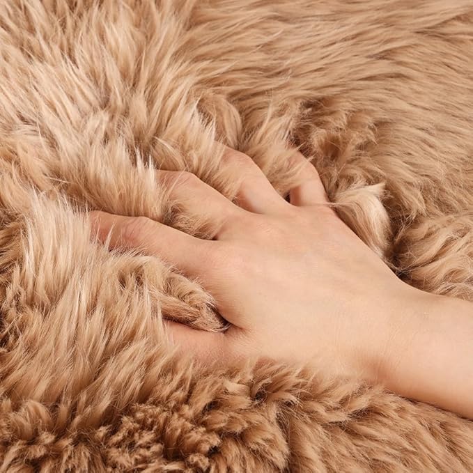 LLB Sheepskin Chair Cushion Non-Slip Back Square Genuine Fur Chair Cover Silky - Image 5