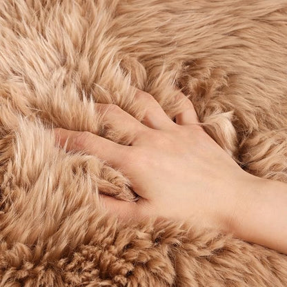 LLB Sheepskin Chair Cushion Non-Slip Back Square Genuine Fur Chair Cover Silky - Image 5