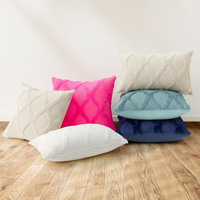 decorUhome Throw Pillow Covers 26x26 Inch Set of 2, Soft Plush Faux Fur Wool - Image 6
