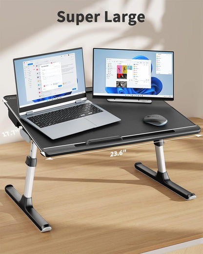 laptop lap desk for bed, saiji x-large adjustable shown in use