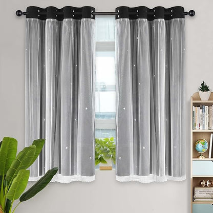 Kinryb Kids Blackout Curtains for Bedroom/Living Room/Classroom, Sheer Overlay - Image 9