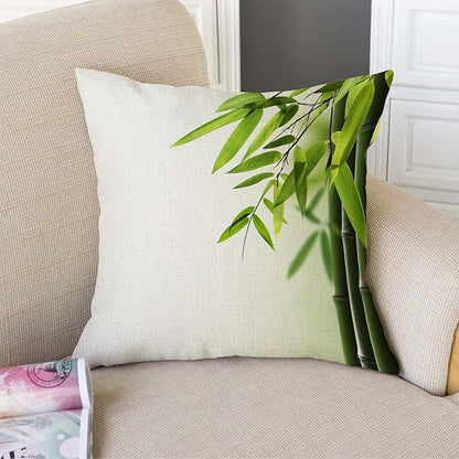 TSSOHU Green Bamboo Farmhouse Pillow Cover Cotton Linen Decorative Square Throw - Image 2