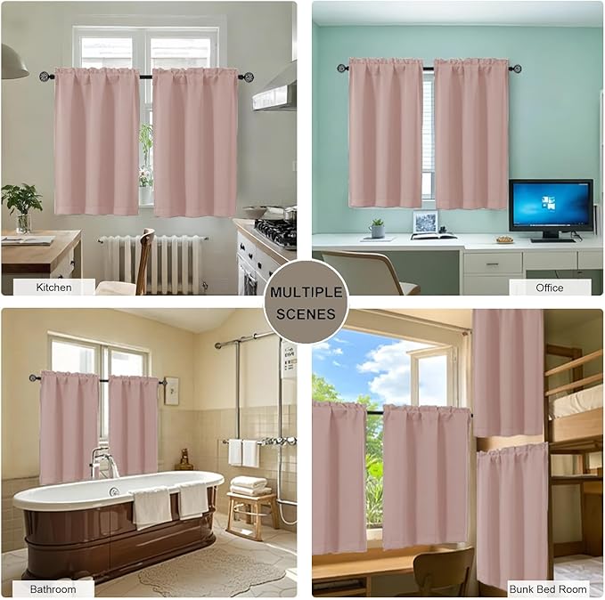 Gwine Blush Pink Blackout Curtains 30 Inch Length, Short Kitchen Curtains - Image 7
