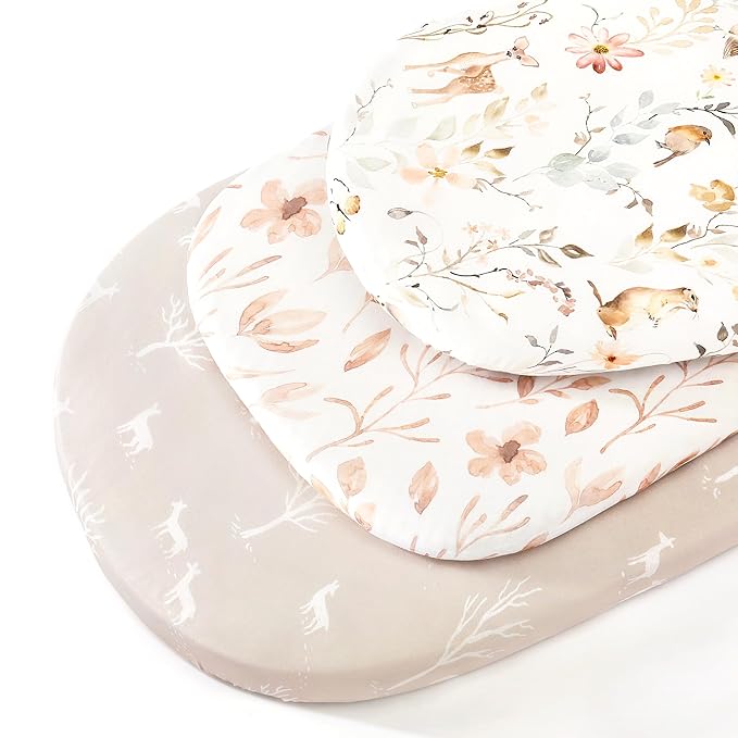 GRSSDER Stretchy Ultra Soft Fitted Bassinet Sheets 3 Pack, Universal Fit - Image 2