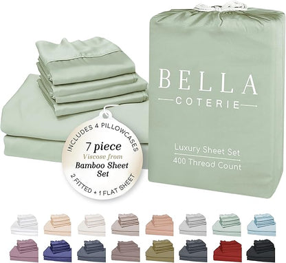 Bella Coterie 7 Piece Luxury Bamboo Viscose Split King Size Sheet Set | 2 by BC