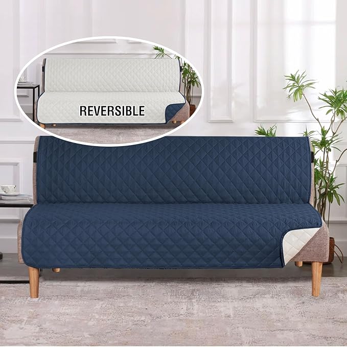 H.VERSAILTEX Reversible Futon Cover Water Repellent Armless Sofa Slipcover - Image 2