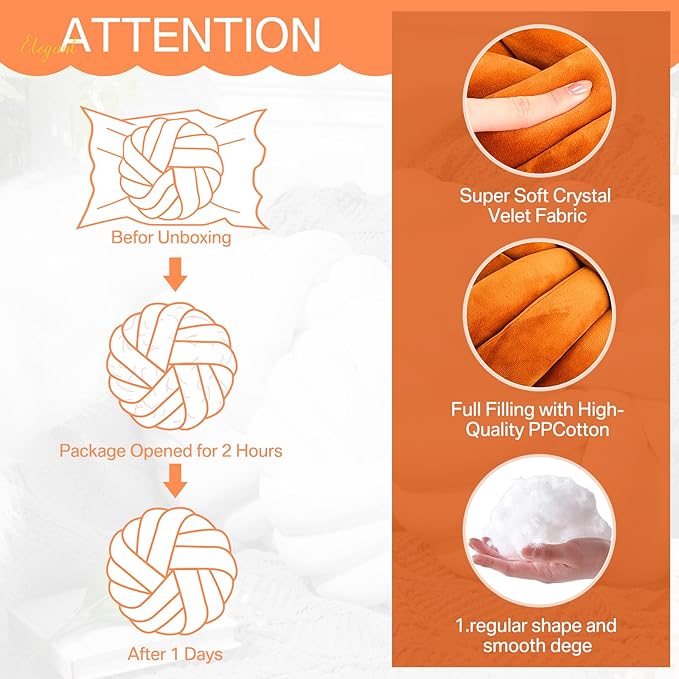 Fumete 2 Pcs 14 Inches Knot Pillow Round Throw Soft Plush Knot Ball Pillow - Image 3