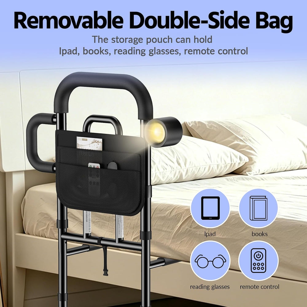 Bed Rails for Elderly Adults Safety with Remote Control Light - Height Adjust...