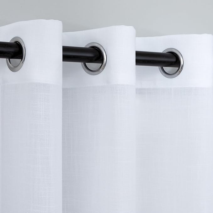 Pitalk White Linen Grommet Curtains - Image 6