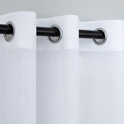 Pitalk White Linen Window Treatments Sheer Curtain Panels - Image 6