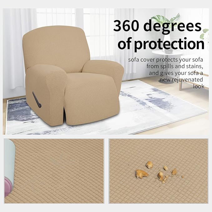 Easy-Going 4 Pieces Oversized Recliner Stretch Sofa Slipcover Sofa Cover - Image 3