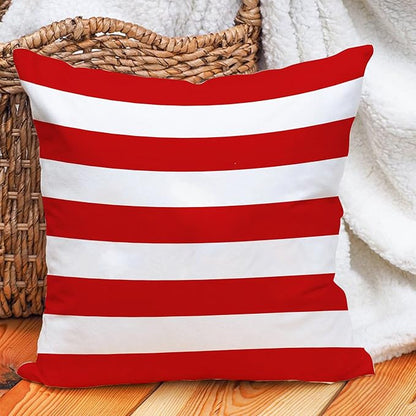 Leaveland Red and White Stripe Set of 2 18x18 Inch Cotton Polyester Square - Image 4