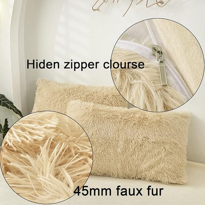 MorroMorn Decorative Pillows Covers, 2 Packs Faux Fur Pillow Cases, Luxury - Image 4