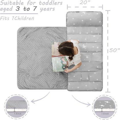 Toddler Nap Mat with Pillow and Blanket, Extra Large Rolled Napping Mats - Image 4