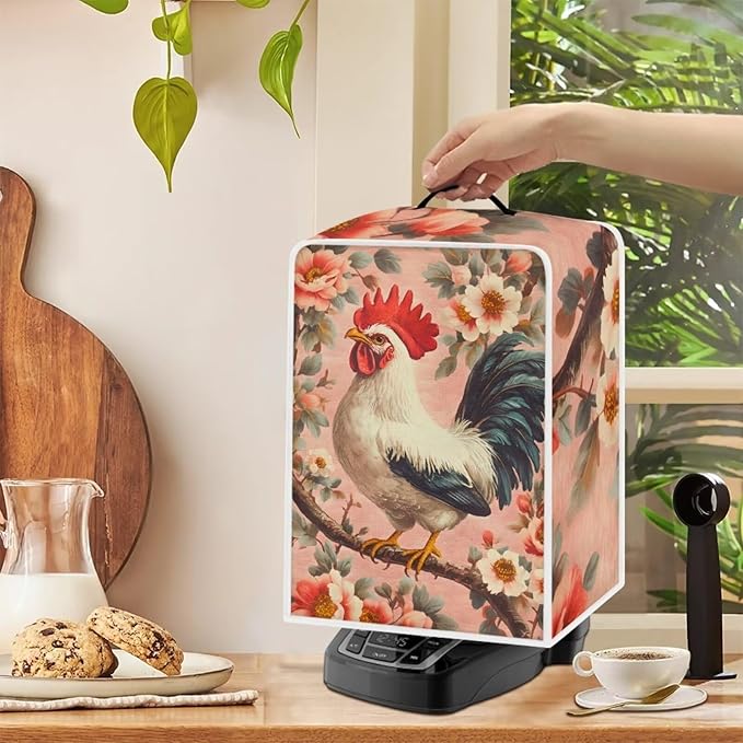 Mumeson Rooster Flower Coffee Maker Cover Blender Dust Cover, Coffee Machine - Image 4