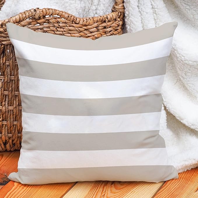 Leaveland Gray and White Stripe Set of 2 20x20 Inch Cotton Polyester Square - Image 8