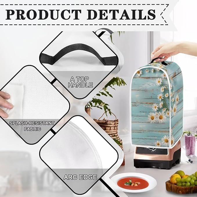 Daisy Blender Cover Teal Wood Appliance Dust Cover Universal - Image 4