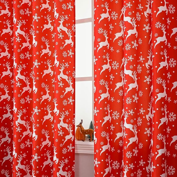 Snowflake & Deer Valance for Windows 1 Panel Set Rod Pocket Kitchen Valances - Image 4