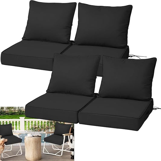 Waterproof Outdoor Chair Cushion Set of 4, Outdoor Cushions by Vulacko