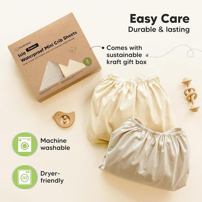 2-Pack Waterproof Pack and Play Sheets, Mini Crib Sheets Fitted - Image 8