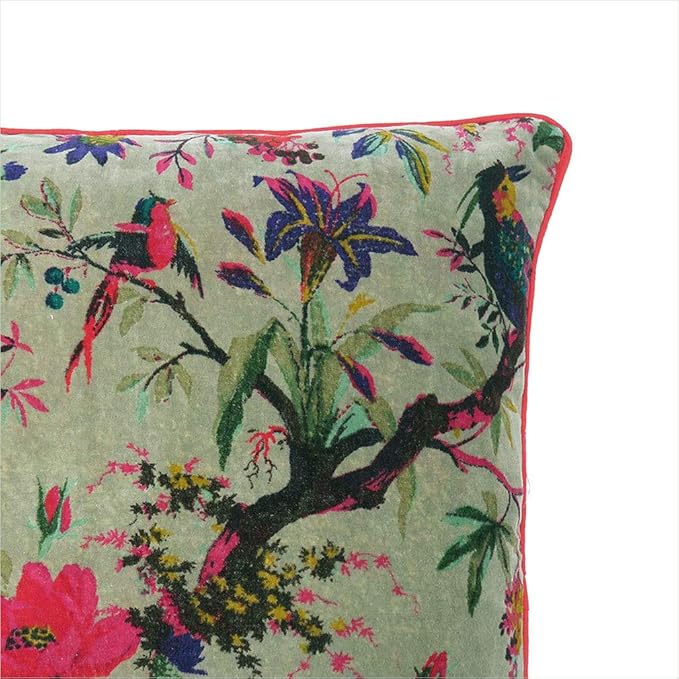 Eyes of India Velvet Floral Flower Bird Throw Pillow Sofa Cushion Cover Case - Image 6