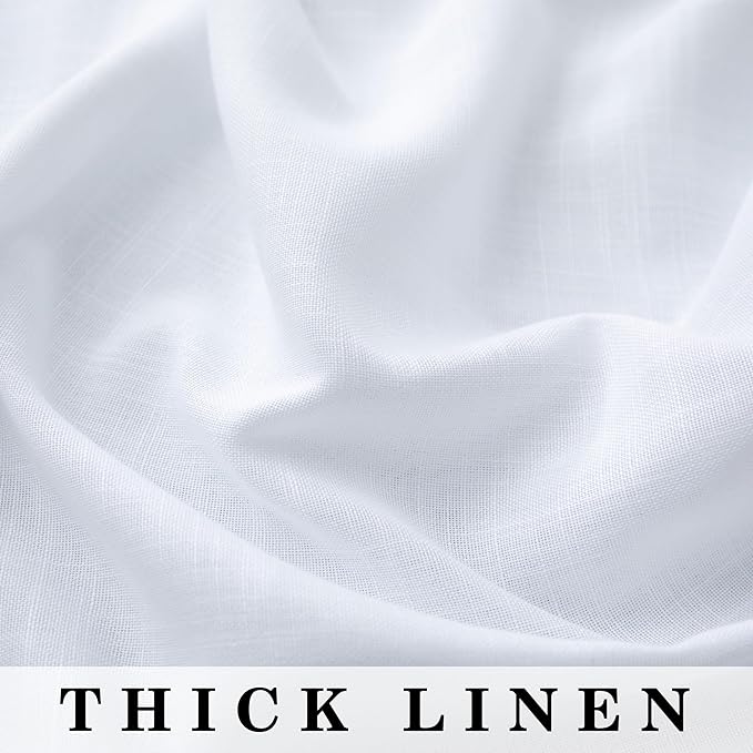 72 Inch Length Semi Sheer Curtains 2 Panels Set White Light Filtering Linen - Image 4