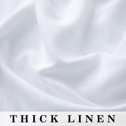 72 Inch Length Semi Sheer Curtains 2 Panels Set White Light Filtering Linen - Image 4