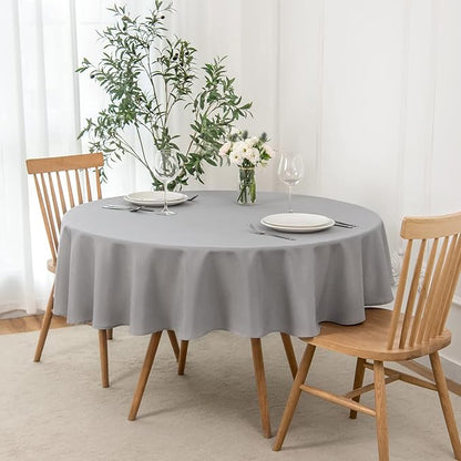 maxmill Round Linen Looking Textured Tablecloth Spill-Proof Wrinkle Free Soft by maxmill