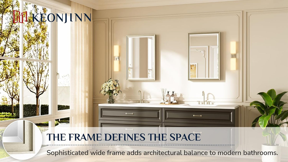 keonjinn brushed nickel bathroom mirrors for over sink, view 9