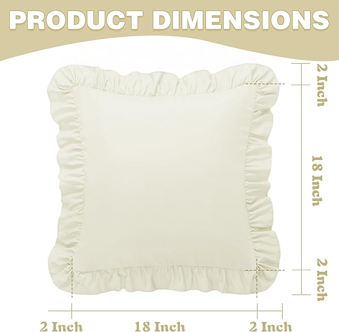 KKJIAF Ruffle Pillow Cases 18x18 Inches, Microfiber Wrinkle Resistant Pillow - Image 3