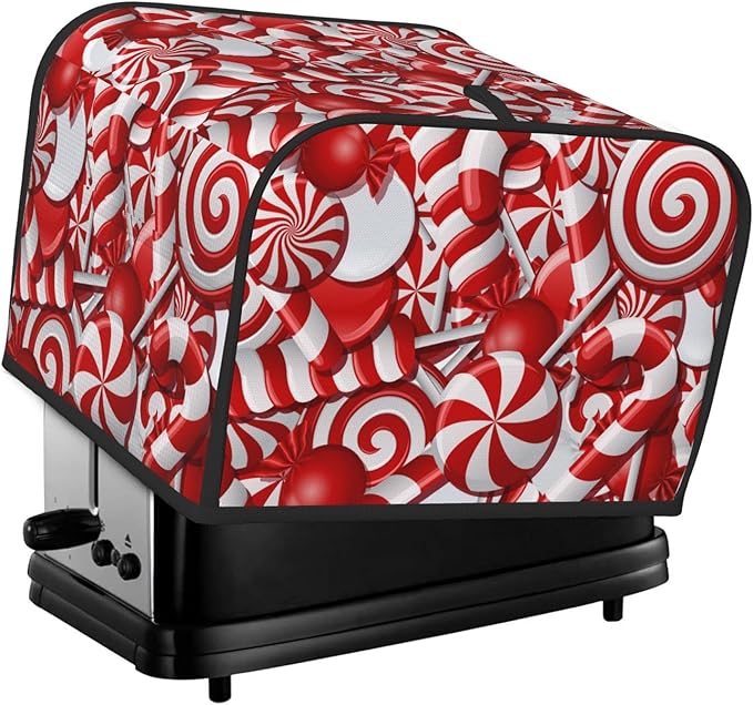 Red And White Christmas Candy Canes 4 Slice Toaster Cover, Waterproof Toaster by Unknown