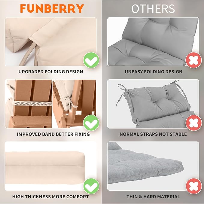 FUNBERRY Adirondack Chair Cushion, Thicken Comfy Cushions - Image 2