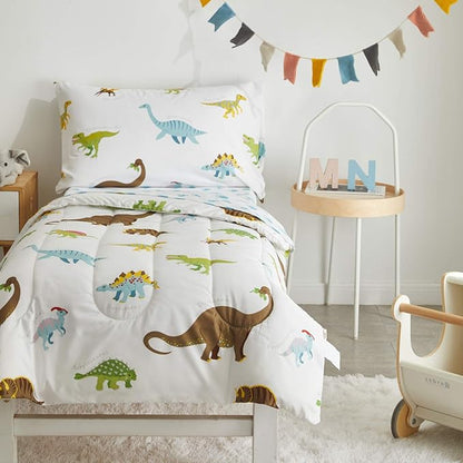 4 Pieces Toddler Bedding Set Dinosaur White - Image 2