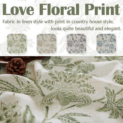 jinchan Floral Linen Tier Curtains 24 Inch Farmhouse Cafe Curtains Rod Pocket - Image 5