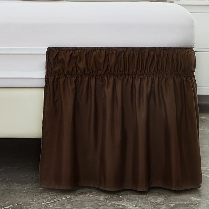 MEILA Wrap Around Bed Skirt Three Fabric Sides Elastic Dust Ruffled 18 Inch - Image 4