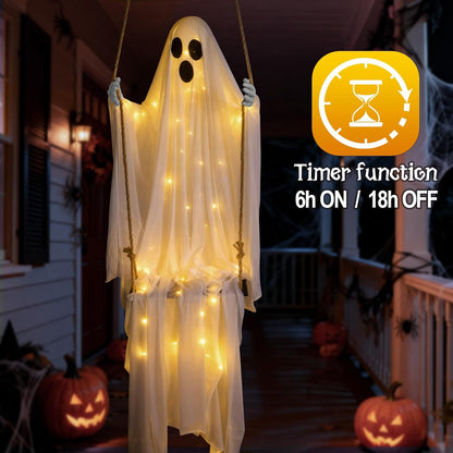 Halloween Decorations Outdoor,4.8FT Hanging Swing Ghost for Yard and Porch